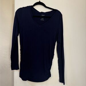 Motherhood Maternity Navy Long Sleeve V-Neck Top